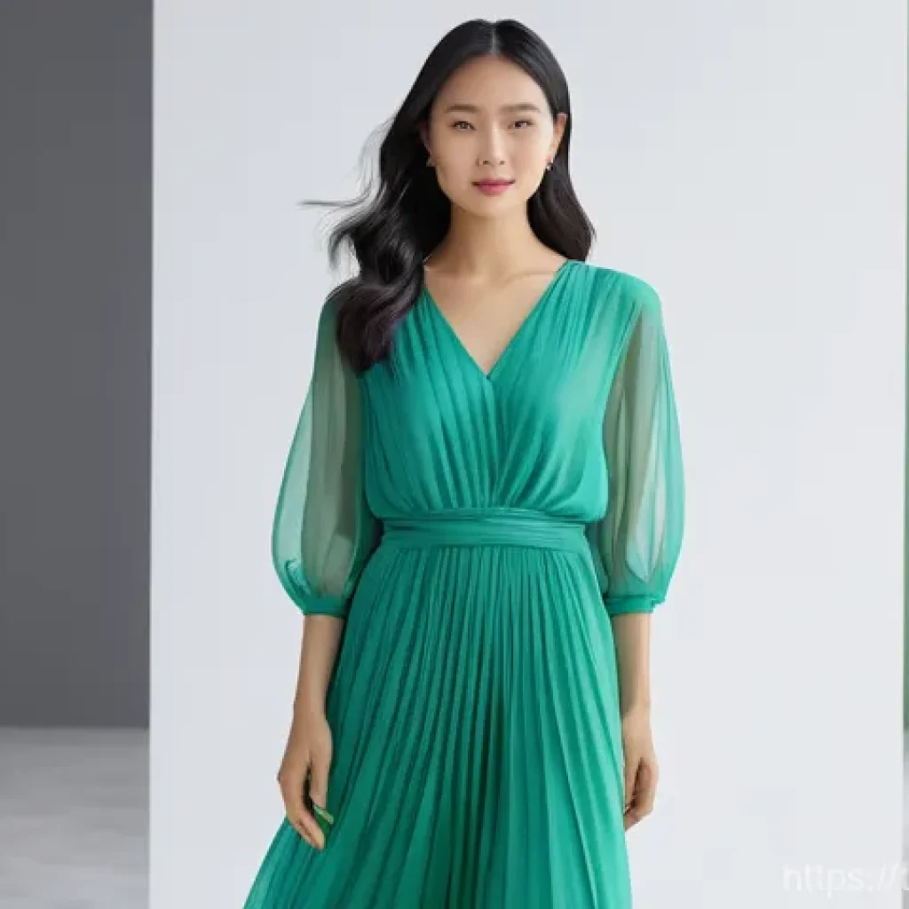 재생 섬유를 활용한 디자인 트렌드 - **Prompt:** "A radiant and confident Thai woman, approximately 25-30 years old, modeling a chic and ...