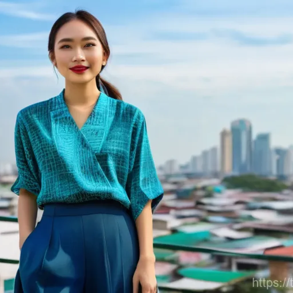 재생 섬유와 기후 변화 대응 - **Prompt 1: The Modern Eco-Conscious Thai Fashionista**
"A portrait of a confident and stylish y...
